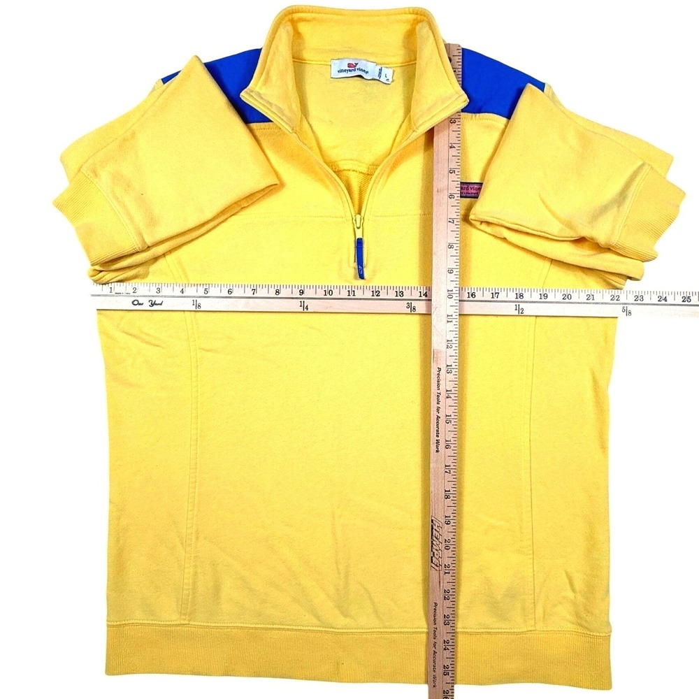Vineyard Vines Nautical Yellow Blue Colorblock Quarter Zip Pullover Womens L - Picture 7 of 8